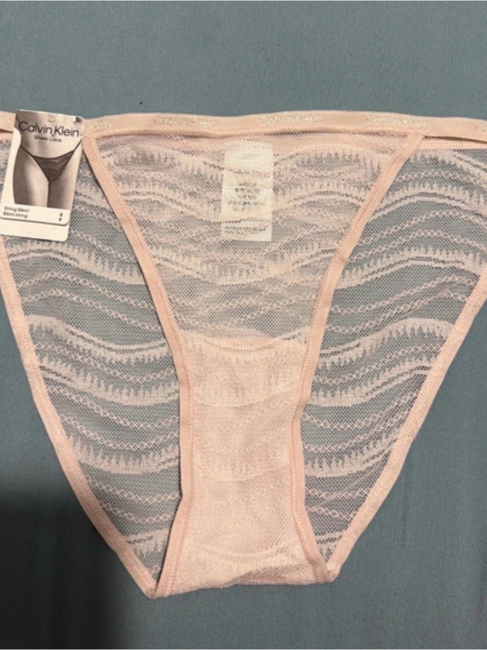 Calvin Klein Light Pink Sheer Lace Bikini Panty